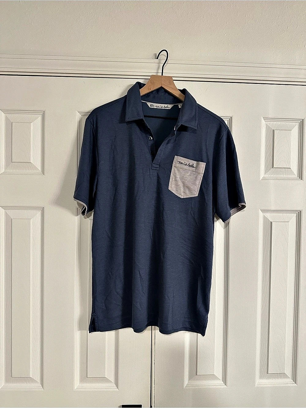 TravisMathew Sunsetters Pocket Polo Blue Medium
